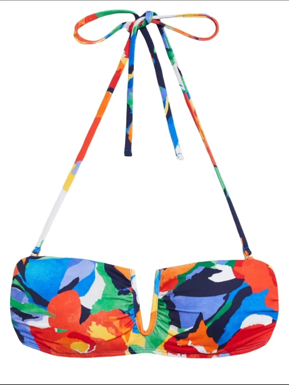 Lauren Ralph Lauren Womens Bold Abstract Floral V Wire Bandeau Bikini Top NWT 4
